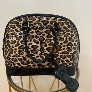 Sanrio Leopard Print Satchel with Black Trim